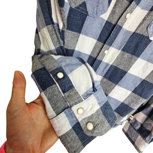 Dakota Grizzly Mens Flannel Shirt Western Snap Front Sz L Buffalo Check Gorpcore - Picture 4 of 6